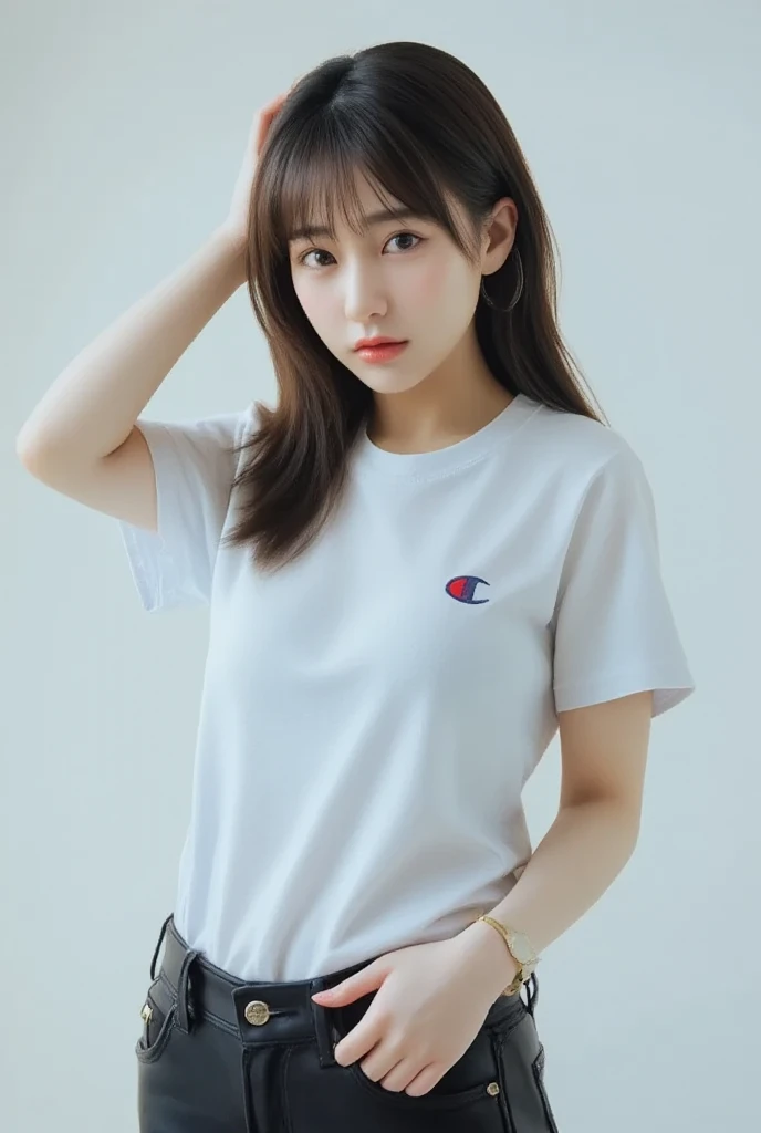 absurdres, RAW photo, extremely delicate and beautiful, masterpiece, Best Quality, ultra high resolution, 32k, hyperrealistic, ultra-detailed, detailed description, pale skin, 20 years old, detailed beautiful face and eyes, tearful mole, earring, Colossal tits, short medium hair, wavy hair, full body shot, alone, bare legs, volleyball uniform, tracksuit, shorts,