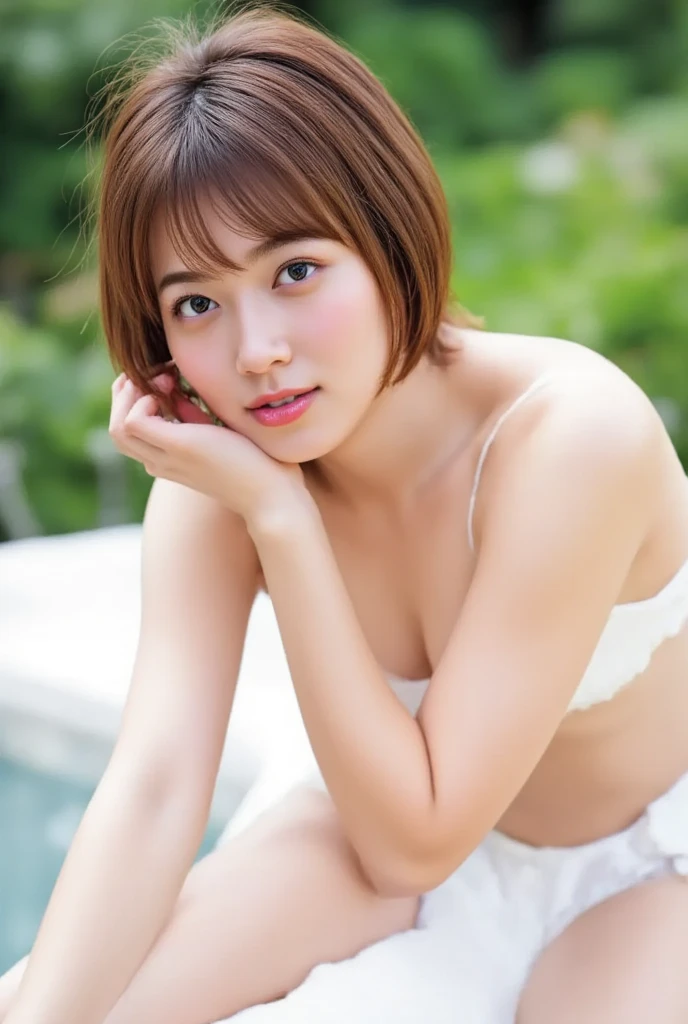 highest quality、8k、masterpiece、Ultra-high resolution、Clear photos、Realistic、Professional Lighting、Natural light、very cute:1.6、Baby Face、smile、Very short hair、Very slim、Tight waist、cover your chest with your hands:1.4、Soaking wet:1.8、Dripping Water:1.8、I take a shower:1.2、Glowing Skin、Wet Hair、Head to knee photo:1.6