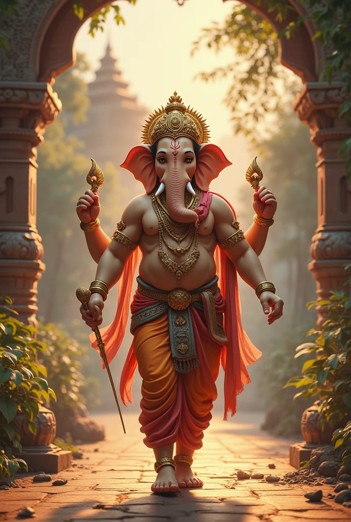 Lord ganesh in forest, nature background, text “ANIRUDH” background