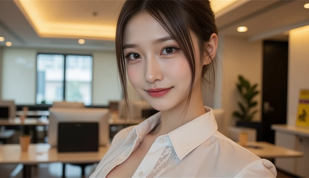 masutepiece, Best Quality, Illustration, Ultra-detailed, finely detail, hight resolution, 8K Wallpaper, Perfect dynamic composition, Full Body, Beautiful detailed eyes, Air Stewardess uniform,Medium Hair,Small breasts natural color lip, Bold sexy poses,Smile,Harajuku、20 years girl、Cute、Sexy shot looking at camera