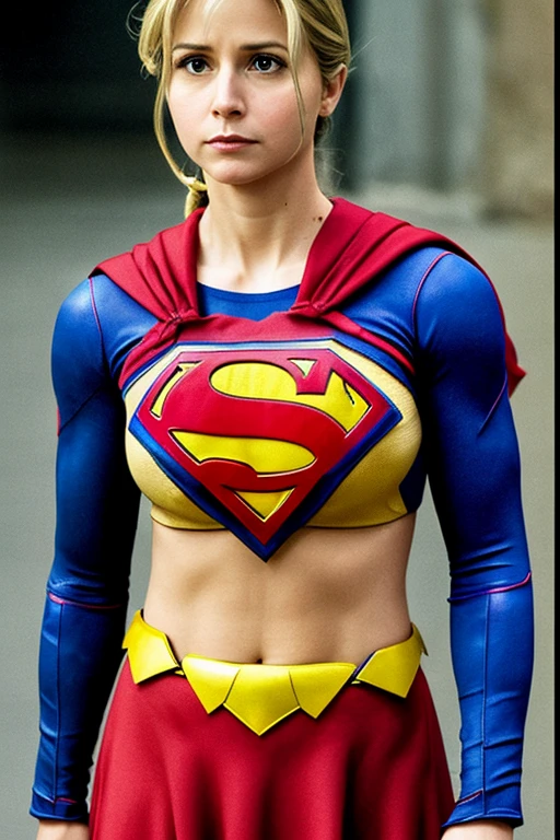 ((Highest quality)), ((masterpiece)), (Realistic details,Tabletop:1.0,High resolution:1.2,Realistic:1.4,8K, RAW Photos:1.2),(Very small breasted Japanese women:1.25), Beautiful, symmetrical single eyelids:1.22,18-year-old idol face with simple and beautiful light Ulzzang makeup:1.2,(Beautiful medium-short black hair with bangs:1.3),Thin and slightly pale eyebrows,(Detailed fair skin:1.2),((A bright and busy intersection:1.45,Bokeh:1.25)),((Extreme close-up shot from chest to navel:1.6)),Spotlight from below:1.3,(((A super tight, super short cropped long sleeve top in shiny blue latex with a Superman S on her very small chest, showing off her abs:1.58,Shiny red latex fabric super short skirt:1.65))),((Very small breasts:1.92)), (((Very slender, very skinny model body:1.91))),(Short torso:1.38),(Broad shoulders:1.3),(Narrow waist:1.45),(Trained little buttocks:1.23),(Muscular limbs:1.32),(Very thin thighs:1.52),(The hip bones are visible:1.42),((Fine abdominal muscles:1.56)),(The groin is visible:1.4)