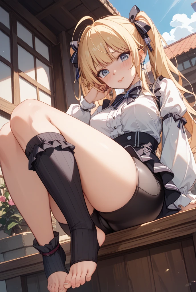 score_9, score_8_up, score_7_up, source_anime, best quality, masterpiece, official art, absurdres, highres, ultra-detailed,waifu2x,Collection: Slice of Life,break,1girl, io \(granblue fantasy\), dark-skinned female, blonde hair, blue eyes,gradient hair, hair ornament, long hair, flat chest, thighhighs, twintails, sweat, open mouth, sleepily, outdoors, wind,break,(clear line illustration:1.2), super detailed skin,very high resolution, very aesthetic, Best sexual lighting powered by famous artist, 8k,cute picture,beauty illustration,photoshop_(medium),,(Detailed Lighting),best anime 8k konachan wallpaper, pixiv contest winner,
