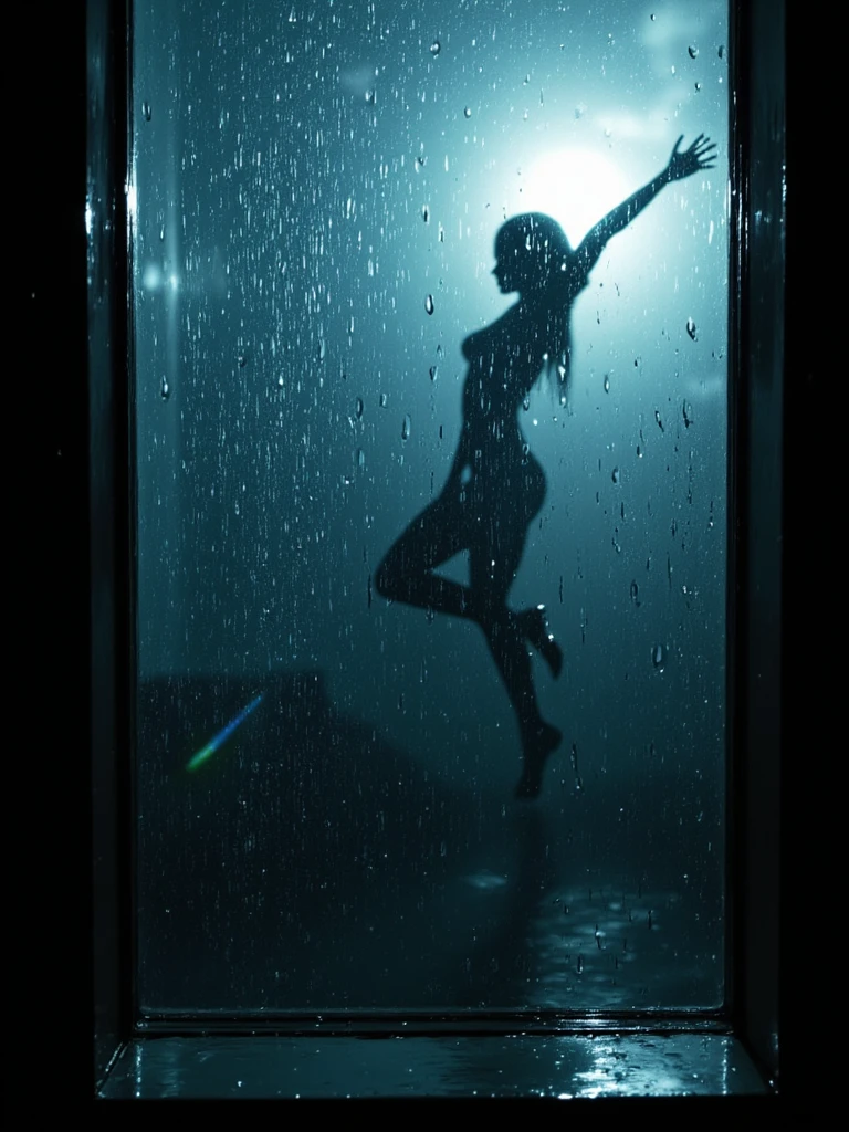 Beautiful female body silhouette, Sexy dance to seduce the audience, heavy rain, (perfect silhouette), Bold and attractive, BREAK A perfect silhouette with a dynamic feel, Sharp edges of neon art, A vivid and aesthetic depiction of rain, Sexy Dance Poses, Subtle and soft neon lighting, Realistic black light, (The background is completely black),