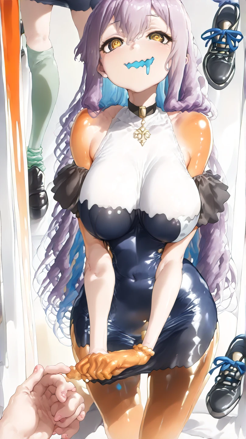 (masterpiece:1.4), highest quality, High resolution, lu1, cyborg, Multicolored Hair, compensate, Exposing shoulders, Black leotard, High leg leotard, (String:1.1), White jacket, Open jacket, belt, Shorts, Cowboy Shot, cyber punk, squat, wall, Abdominal muscles, A woman sitting facing the front , cyber punk, cybercore, Underarm, Bobcut, juicy thighs, Muscular woman, dirty, shiny and bright skin, Smooth surface, Tight body suit, Beautiful Face, Cute face、Plump、Big Breasts, Big Hips, Full Body Shot, Mature mother, Voluptuous thighs, ox, Seductive mature woman, Perfect body, Plus Size Model, Sailor suit, Wearing high heels,Miniskirt Uniform, Chunli、Cleavage、Clothes with a wide open chest