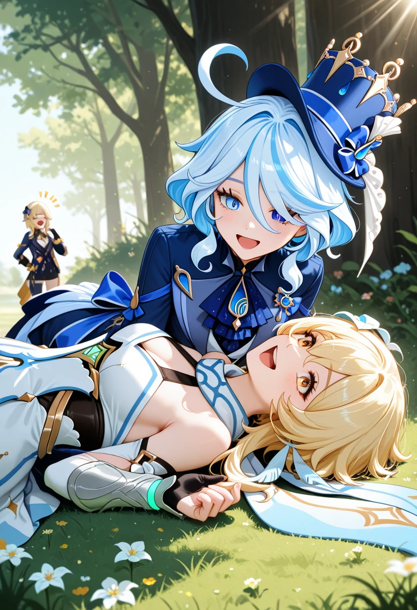 1boy in,NSFW,(((1girl,1boy,fellatio))),(Artfully crafted brilliance,Sky blue lens flare:1.7), (Movie Background),(90s Anime, 90s Anime, 90s Anime Style,cheer up, cel animation),joy,smile,Ryuzaki umi,Hairband Headgear, Blue Armor, Scapula, Blue Cape, Elbow Groove, White thighs,  Umi ryuUzaki Headgear, Blue Armor, Scapula, Blue Cape, Elbow Groove, (((white lace panties))), Anime Coloring, serafuku,long skirt , masterpiece ,8k unity wallpaper,anime key visual,highest quality, High resolution, unity 8k wallpaper, (shape:0.8),anime coloring,highly detailed face, detailed eyes,growing eyes,shiny skin,fine skin,white skin,dense skin,detailed hair,highly detailed legs,perfect lighting, Detailed CG, (perfect hands, perfect anatomy),High resolution,(Detailed wear ),slender limbs, delicate curves, dainty hands, Rainbow Paint Drops,(Supermodel:1.3), Completely painted, Splat, splash,(Bioluminescent hair:1.1),((Compensate)),intense,powerful,Eye-catching splashes of color,(Cinematic Headlights),Dynamic Angle,Ambient Occlusion,Ray Traced Reflections,((Cinematic Light)),
