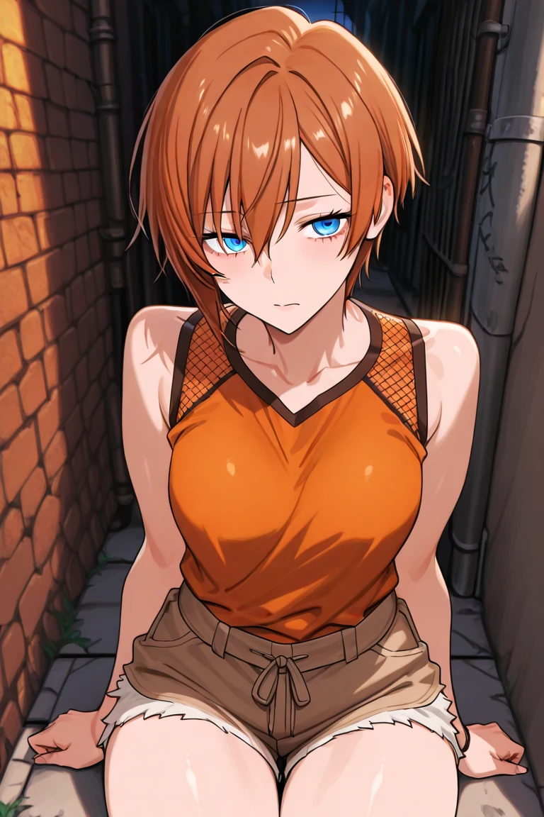 (((1 girl naked))),((The Old Wanderer's Clothes)) , (((8K,2 thousand.))),(tmasterpiece))), (((beste-Qualit))), (Ultra-detailed) ((highly detailed CG illustration)), ((Extraordinarily gentle and beautiful face)),,a 1girl,( ConceptArt) , , (tmasterpiece:1.2), (beste-Qualit:1.3), (One backstory, whitebackground: 1.3),(((CHARACTERS OF THE POST-APOCALYPTIC WORLD OF THE WASTELAND))), ((( Post-apocalyptic wasteland))), ((( Extremely embarrassed face))),, ((((Very red embarrassed face) ))), (((hides large breasts))), ((((hid around the corner)))) , (((hide-and-seek))), ((grimalkin)),((((leaning )))), ((((The eyes are drawn in the style of manga)))),(( The viewer between the legs )) , ( big breastes), ( red hair and eyes in the style of manga) , ((Chest shakes when running)), ((((The most agitated face with fear)))), (Random Pose) , (Random position of the hands), (((The brightest blush on the cheeks))) , sad eyebrows, (((covers the groin with his hand))), ((((exposure of half of the chest)))), ((Additional effects, Interaction),Pull the other, raised by another, (pulling clothes), Exposure of the butt, Groin exposure, Exposure ) ), (((does not look at the viewer))), ((Looks to the side)), ((frightened look))