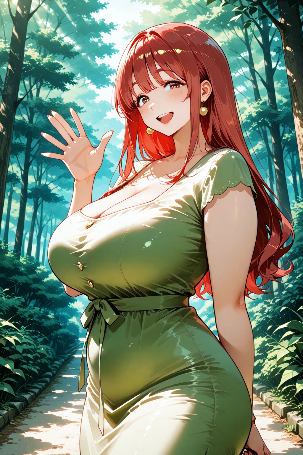 ((Best Quality, 8k, Masterpiece: 1.3)), 1 girl, Uzumaki_Kushina, Beautiful girl with slender abs: 1.3, (random hairstyle, huge breasts: 1.2), Wet clothes: 1.2, Ultra detailed face, detailed eyes, double eyelids, sexy swimsuit