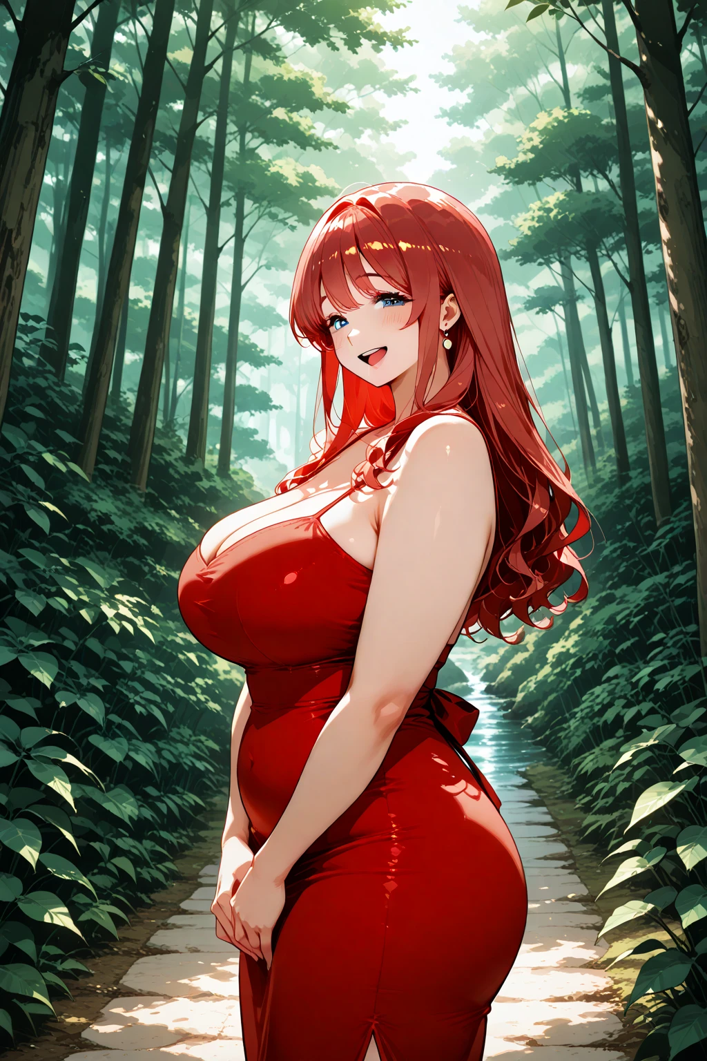 ((masterpiece, best quality)), (1girl),((mature female)), red hair, hairband, bangs, long hair, see through leotard, , black hairband, black thitying hair,curvy,cleavage,confident,nature, sexy, topless, part nude
