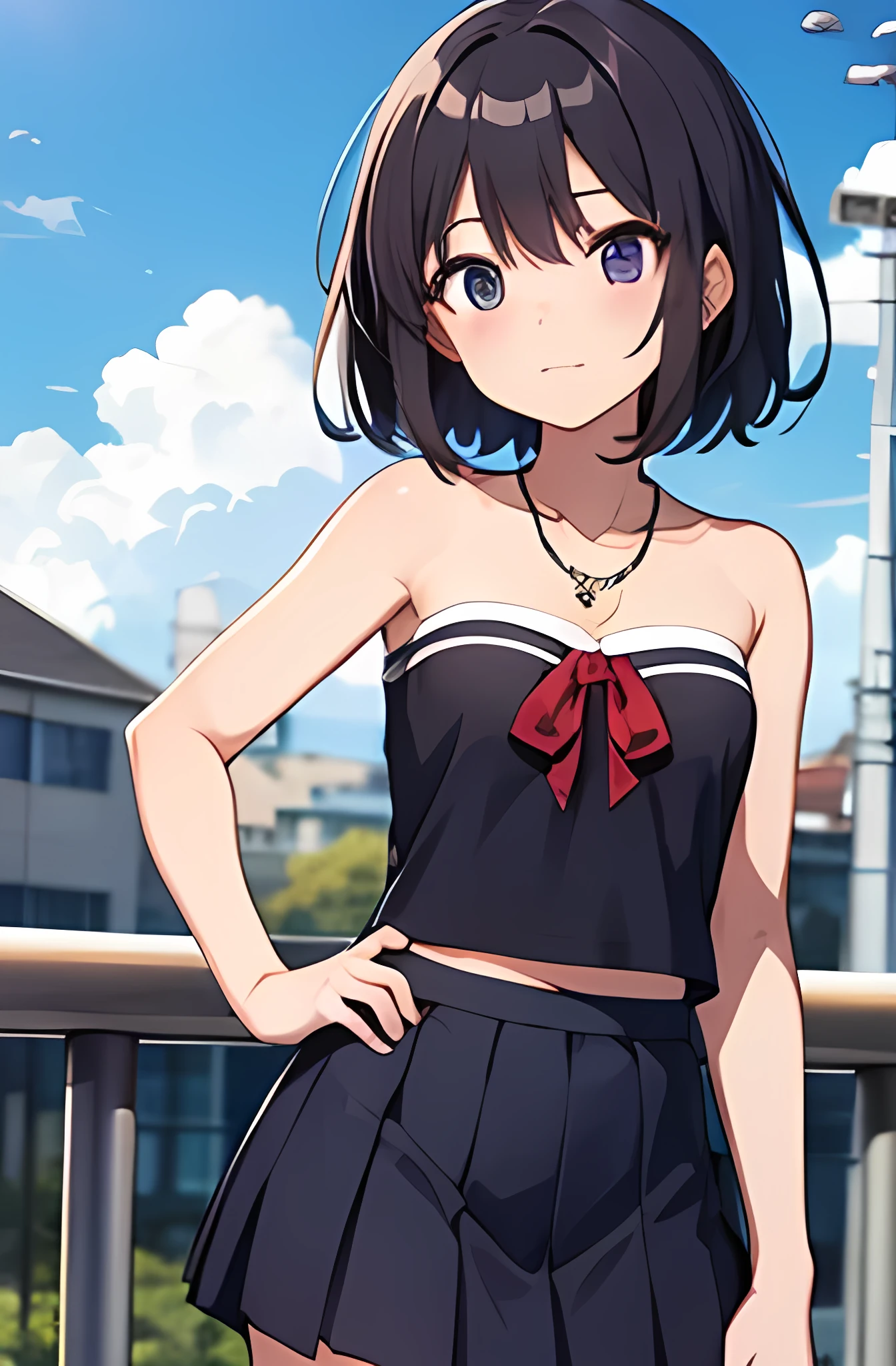 Open-chested school uniform、bra、Headless and limbless torso