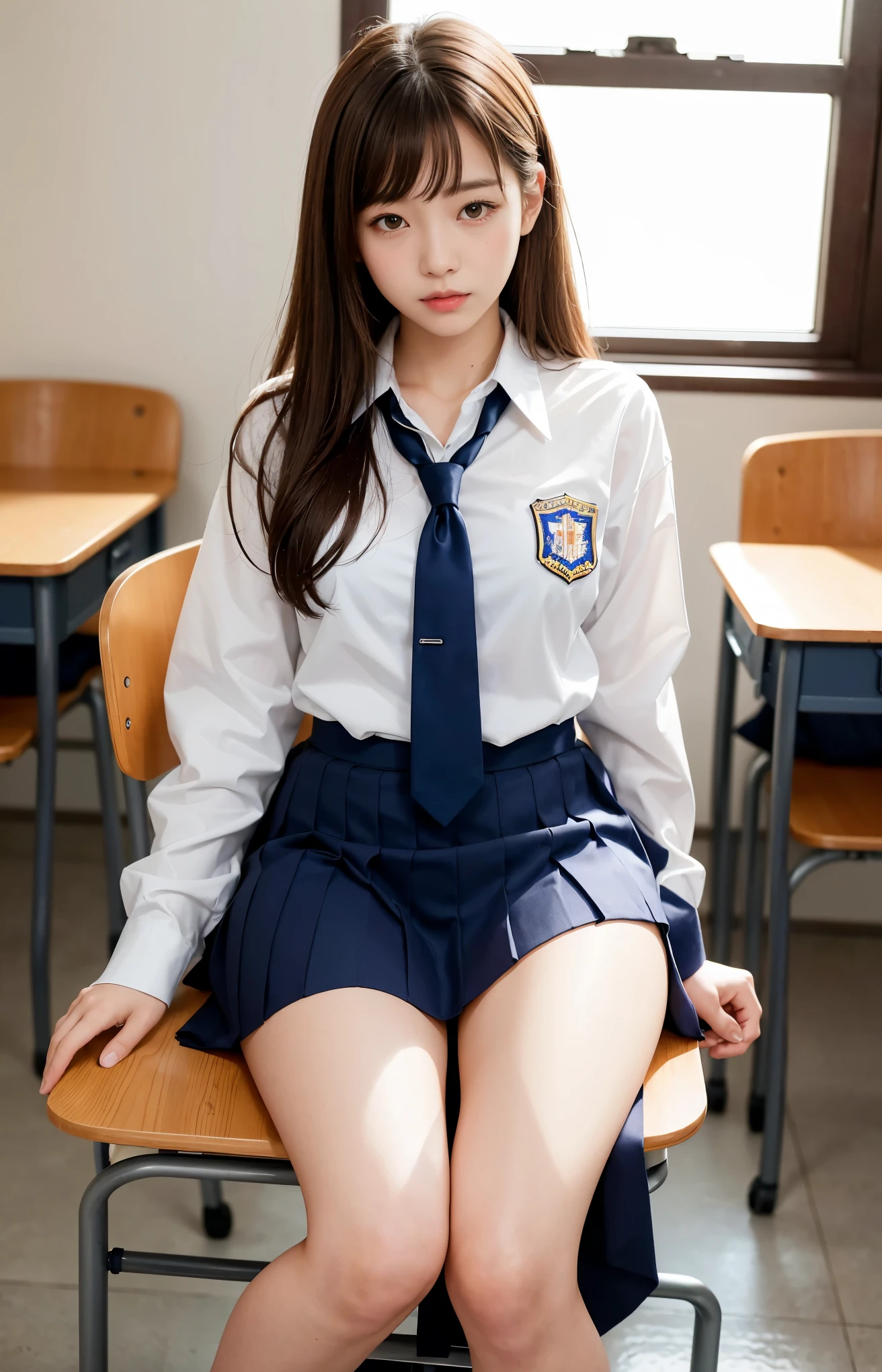 highest quality, shape, Super detailed, finely, High resolution, 8k wallpaper, perfect and dynamic composition, beautiful and detailed eyes, medium hair, medium breast, natural color lip, sexy pose, organism, Looking at Viewer, smile, 17 years old girl, (school uniform:1.8), cum in pussy, sex, erotic, Fair skin, Whitening, (sex, vaginal sex:1.1), cum in pussy, hetero, organism, mole, mole under eye