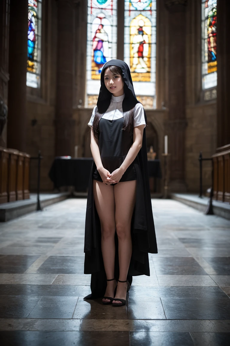 church 、Nuns 、Short Bob:1.8 、France., Are standing, ,Sex、nude、naked、、masterpiece、8k、Realistic、超High resolution、Very delicate and beautiful、High resolution、Cinema Lighting