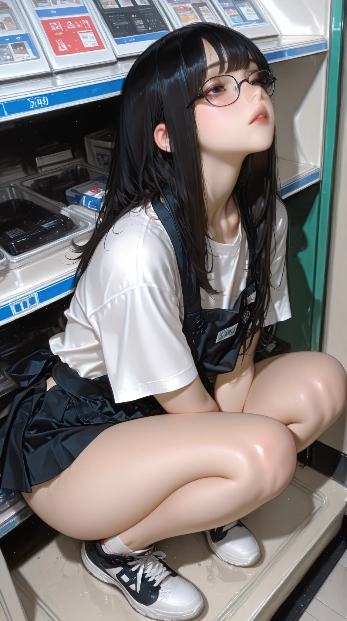Shopping at the supermarket、There are items in the basket、Pick up and select the product、Merchandise Shed、Have a basket、Inserting a vibrator into your、shame、blush、Pussy juice overflows from the pussy、The vibration of the vibrator makes her pussy juice drip、Vibrator Masturbation、Horny girl、、Her pussy juice is dripping all the way to the floor、Stringy pussy juice、A young girl with a baby face、Sheer lace dress、Lace Stockings、Brat