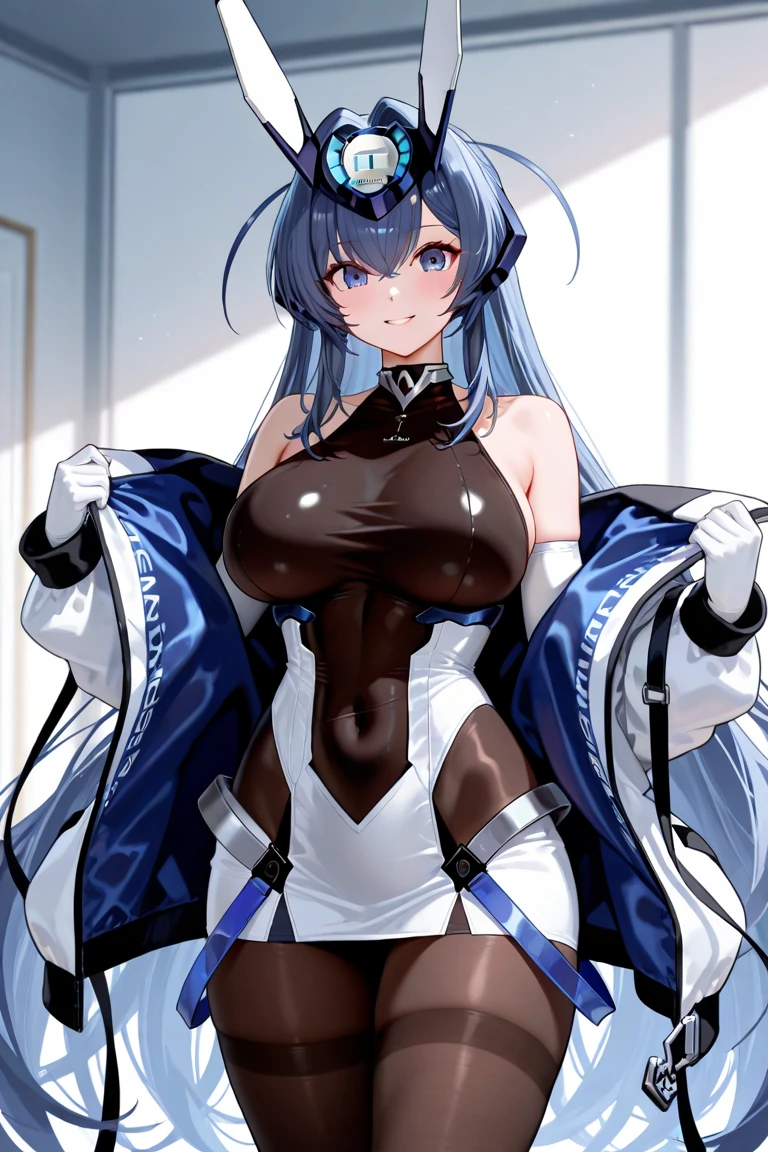 blue long hair,Kizi,Sexy black tights,long black gloves,black pantyhoses,white long boots,full bodyesbian,tmasterpiece