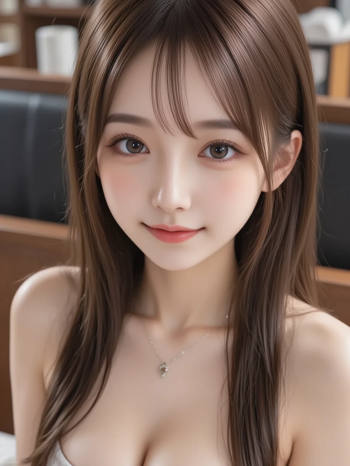 ((masterpiece: 1.3),8k, Realistic, RAW Photos, Highest quality: 1.4),whole body、 (One Girl), beautiful顔, (Realistic Face), (Brown long hair: 1.3), bangs, Perfect dynamic composition,(High quality with attention to detail, Realistic depiction of eyes:1.3)、(((bedroom、Unbuttoned yukata、Lace Underwear)))、 profile、21talent、beauty、Well-formed face、Make the eyes even、Banditium Build、Balanced ratio、beautiful足、Fresh face、beautiful景色、beautifulヘアスタイル, (bangs), (smile), smile, Realistic eyes, Gloss, highlight, highlight in the Eyes, eyelash, 目の中のbeautifulディテール, (Realistic Skin), Shooting from the air、beautiful肌, Transparency、(beautiful)、 smile, teeth, Confused, charm, 超High resolution, Ultra-realistic, High resolution, Golden Ratio, clear eyes, Wet, Looking into the camera, ear, Shine, Long neck, double eyelid, Thin eyebrows、Big eyes, cheek, kind character, charm personality, kind, 圧倒的なcharm, bright personality