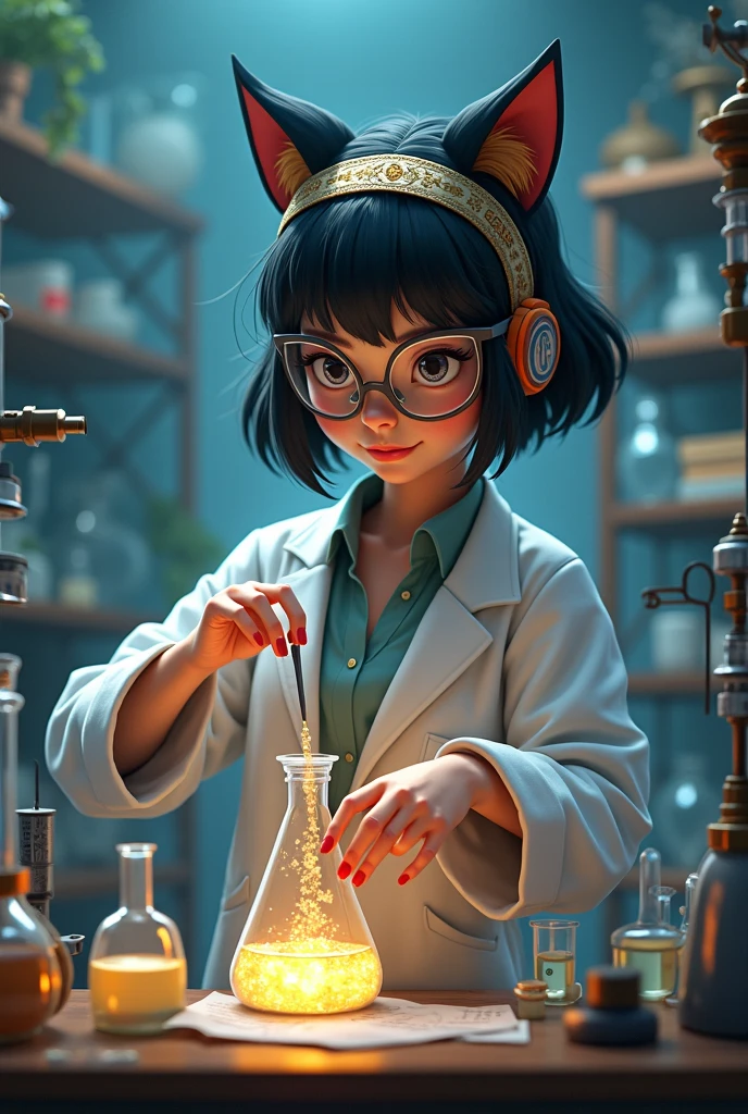 (Masterpiece: 1.5), (Best Quality: 1.5), High Definition, High Detail, 3DMM, One Woman, Solo, ((Cracked Glasses)), ((indoor,lab,black smoke,smoke,fire,beaker,flask,science equipment,explosion,fire)),((black soot )) (exploded hair,beard , ((exploding clothes,torn clothes,ripped cloths )) (( lab gown Top Ash Bangs)), ((A Lamp Shocks the Woman 😲😵 )) In the lab she carries me to ((an electrified big lamp)), it explodes, hair standing with ash on it, surprised eyes, glowing and electric lamps, ((ashes explosion on the face))