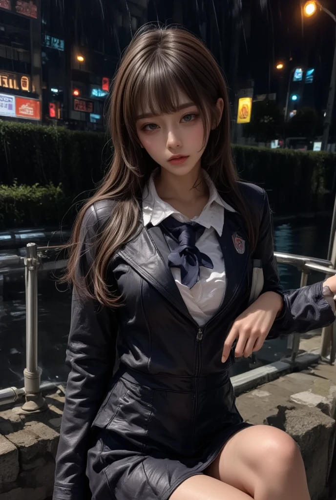 (a Innocent and cute girl:1.3), (Wearing Luxury business suit: 1.2), (Pleated skirt:1.2), (Layered hairstyle, Brown hair, Wavy Hair), medium large breasts, (Sitting on the Office chair with one's legs crossed:1.4), (in a office), (Selfie pose on Instagram:1.2), From above, BREAK, (masutepiece: 1.3), (max resolution: 1.2), (Ultra HDTV: 1.2), cinematric light, Ultra HDTV, (Detailed eyes and skin:1.2), (detailed facial features), nffsw, 8K resolution, Sharp Focus: 1.2, Perfect Style, (huge-breasted:1.2), Huge breasts, Big breasts, oppai, (SFW huge breasts:1.2), massive hips, Beautiful face, Beautiful legs, 准确, Anatomically correct, Highly detailed face and skin texture, Detailed eyes, Brown eyes, Double eyelids, Thin eyebrows, Glitter Eyeliner, Natural cheeks, Fair skin: 1.2, earrings, without a shiny small necklace, (Glossy lips: 1.4),
