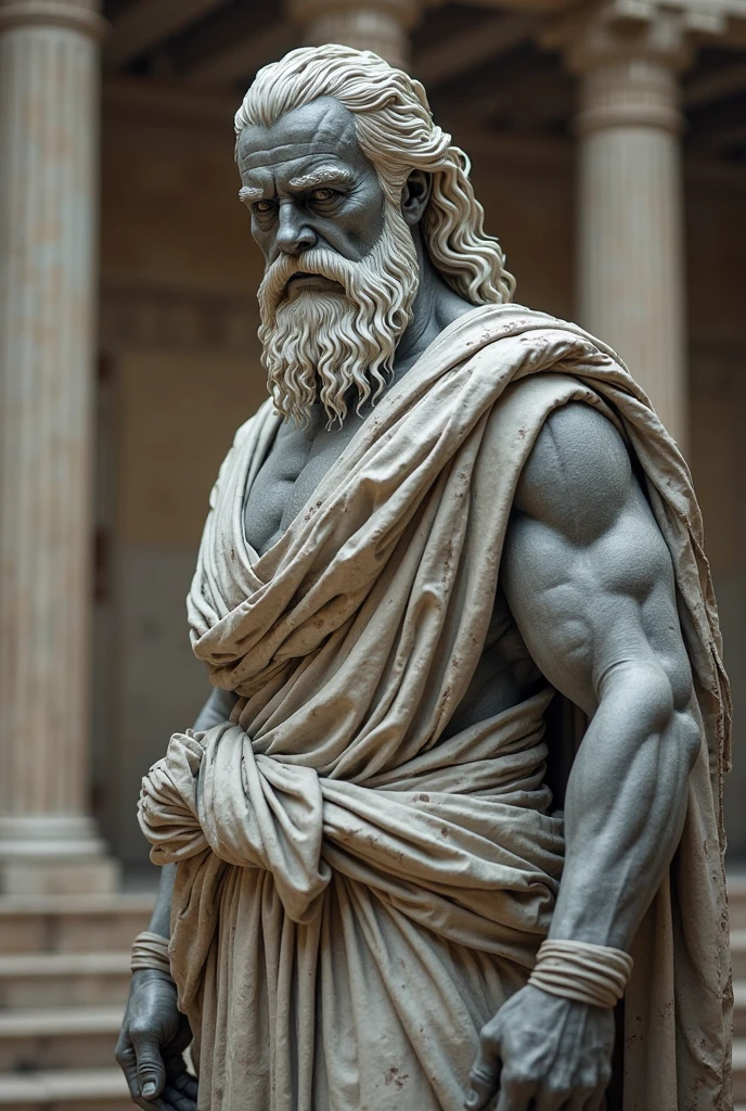 (masterpiece), ultra detailed, 3 views, character view (Front view, side view , back view), (detailed character sheet) , reference sketch of a god, God of Greek mythology, His physical appearance is often portrayed as having a strong and muscular build., Wearing traditional Greek white clothing, like a loose tunic or chiton, Ultra-realistic, crisp, intricate details, intricate details, and style, Simple background illustration.