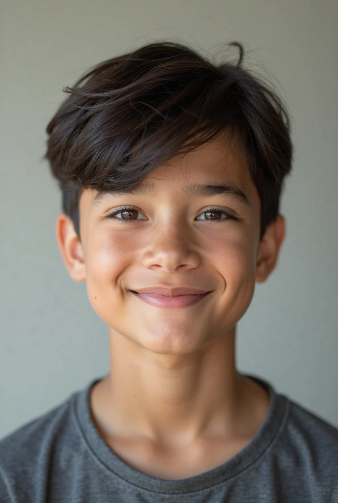 A photo of a 17-year-old white-skinned, straight-haired boy from Uruguay