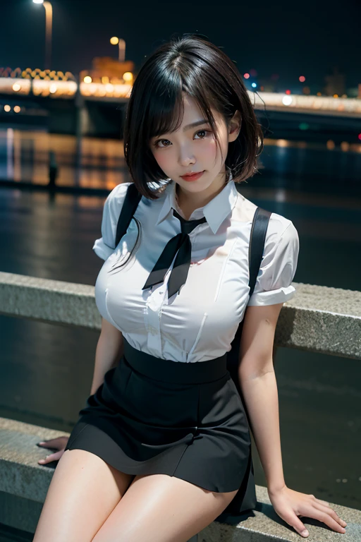 （8k、RAW Photosgraphy、highest quality、masterpiece：1.2),Black Pantyhose,Absurd,Small Face,前hairを真ん中から分ける、The forehead is visible,(eyeを細めて,strong,skinny,Sanding,Rage)、masterpiece,highest quality、超A high resolution,RAW Photos,Len,beautiful,one person, solo,Glasses,,Dark look,非常にLarge Breasts,whole body,Round Glasses、cute、Japanese women,standing,(eyeを細めて,strong,skinny,Sanding,Rage,,Huge breasts)、（Photorealistic：1.37）、Photon Mapping,Light blue ribbon,Realistic、cute顔,茶色のeye、Black socks、(Red bow tie)、Radio City、物理ベースLenダリング、prospect、Depth of written boundary、Blurred Background、picture,Girls、body, Long legs, Thin legs,ponytail,(前hairが見える), hair, Lips, green_eye, Nose Soft,White shirt, Navy blue and white plaid pleated skirt, I can see your knees,See-through clothing,, thigh, black cotton socks,Nogizaka Idol, , Japanese Ido、Large Breasts、Open your shirt to reveal your chest、Cleavage、How to put out panties、whole body写真、Shirt buttons fly off、Knee-high socks