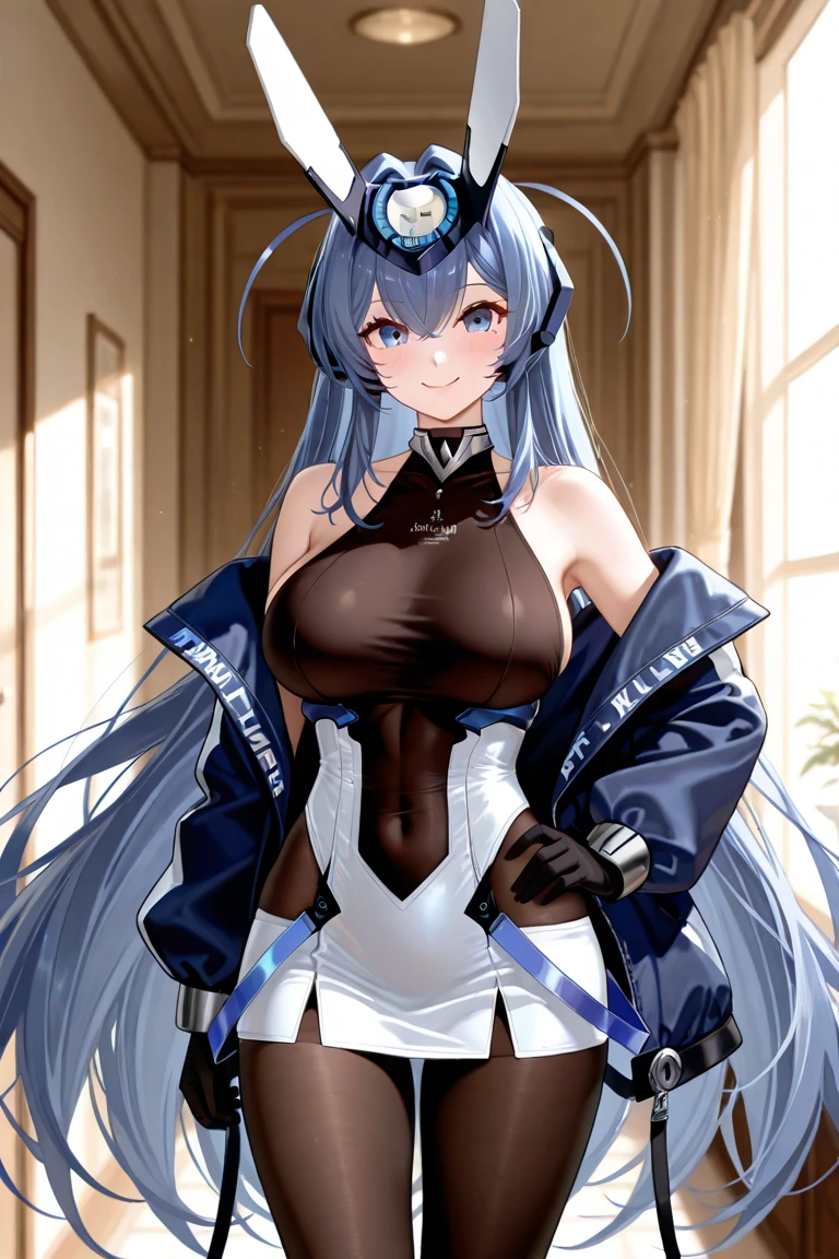 Best quality, tmasterpiece, A high resolution,in school uniform, Alone, {employment_First God:1.15}, blue_the hair, long_the hair, through bangs, horn, The purple_There are eyes, ahoge, medium, face flushed, goats_horn, side locks, bell, Upp_body, middlebreast, The large_medium, rapeseed_bell, 1 plump girl, _bshoulders, 's_the sleeve, lookingat_Shown in_Peek at viewers, Black_mitts, mitts, soybean_Neatly trimmed, cowbell, The white_Background with, The white_the sleeve, parted_open your lippackground, sitted,