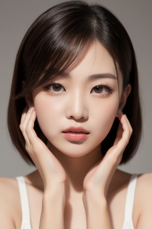 (8K、Raw photo、Highest quality、masterpiece:1.2)、(Realistic、Photorealistic:1.37)、Ultra-detailed、Ultra-high resolution、Beautiful and well-proportioned face,Asian, Lip gloss(Wet lips),Big Breasts,Beautifully detailed skin、Skin Texture、Professional Lighting、Sexy Bust Emphasis cardigan Denim Skinny