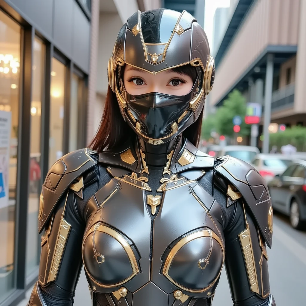 8k, RAW photo, best quality, (masterpiece:1.2), (realistic, photo-realistic:1.4), ultra-detailed,1girl, (fearsome, angry:1.2), (aggressive stance:1.3),deep scars on body, alluring eyes, very long leg, symmetrical balance,movie still, half body, mask, cyberpunk, cyberhelmet without headband, full of battle gear, 1girl, neon lights, hiding on the roof, <lora:techpunkmask_v0.5:0.5>, (cyber_mask on:1.2),(techno cyber orange and gold parts_armor (transformer:1):1.3) , neon blu LED light screen electric device on her wrist, (landing pose), (from below), fishnet_battle_suit, (very sexy:1.4) outfit, clenched hand , detail_cyber_parts, (snow:1.4), (sunset:1.4), (city skyline), specops ,(electric flash:1.) light (evangelion:1)