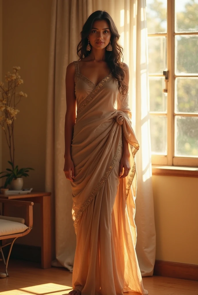 Create a video on creative and trendy draping styles on an Indian model draping styles by Arundhati Rambhad from fashion Ministry the designer studio nagpur 