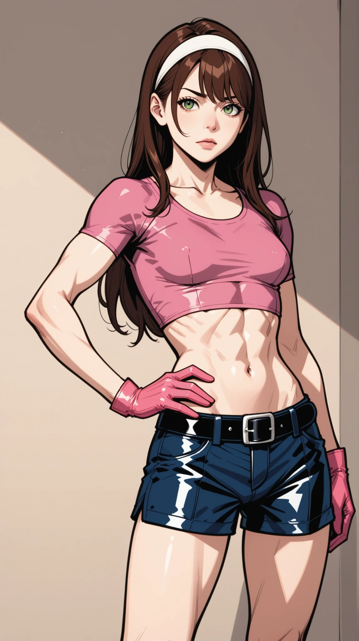 Jill Valentine, ripped muscle, muscular body, pale skin, smile(blush), closed mouth, chemise, cross necklace, sixpack abs, [ultra detailed skin:1.2], 8k uhd, full body, stand, crowd, public, night,