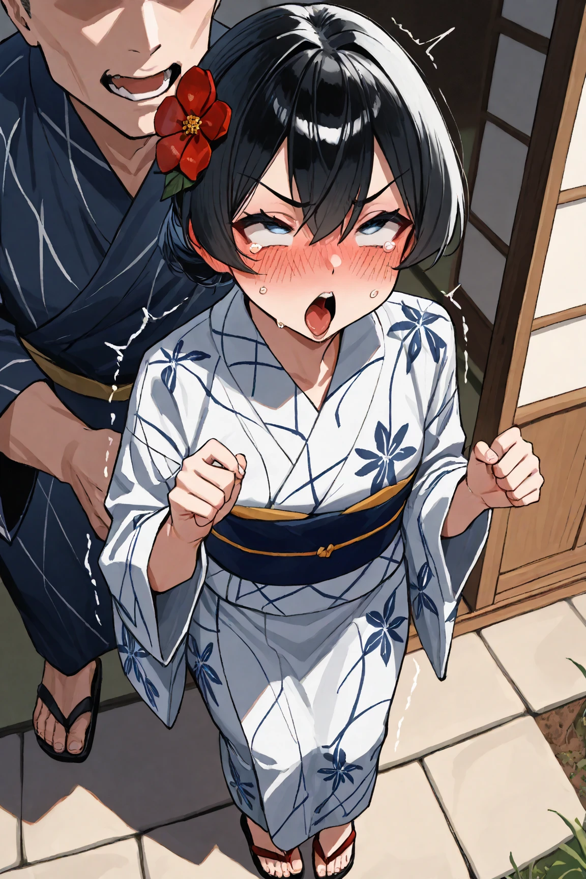 Browsing Caution,,Sweat,White Breath,Demon slayer,Terauchi Kiyo,sit,Large areola,Handjob,Side view