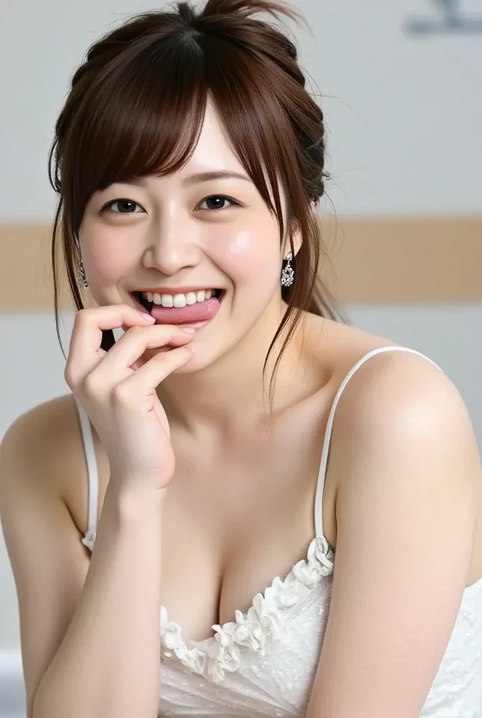 ((Perfect anatomy with detailed limbs)),A single shot capturing the essence of movement,masterpiece,Ulzan 6500,(Realisticで写実的なphoto),(((A beautiful bride wearing a pure white cape and long flare wedding dress is smiling shyly with her hands on her cheeks in a poolside chapel))),(((Beautiful long chestnut hair beautifully braided, cute))),Full body 4K bust-up angle shooting,Best image quality,Professional perspective,Excellent detail,Ultra-high resolution,Realistic:1.4),Attention to detail,Beauty condensed into one girl,繊細でHigh noseを持つ美しい顔,Long limbs like a modelと細いウエスト,White stiletto heels,Smile with eyebrows and corners of the mouth raised,A stunningly sculpted body with beautiful F-cup breasts,Amazing abs and toned, upward-facing hips,(((4K portrait shooting of bust-up shot using perspective with beautiful background))),The smile is shining,Stunning background bokeh with depth,Dynamic Perspective,Amazing details,Beauty condensed in one girl,Chestnut bouncy hair,繊細でHigh noseを持つ美しい顔,Long limbs like a model,Tight hips and waist,High nose, Clear chestnut eyes, Glossy Lips,