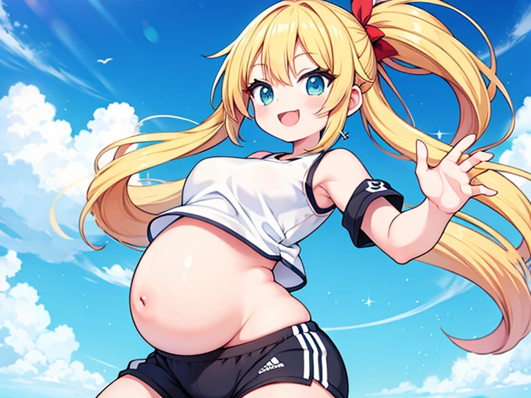 1 girl, blond long hair, in front, staring at me, loving face, dancing, fit body, flat belly, a sexy light glitter blue top, sexy white glitter skirt, nightclub background