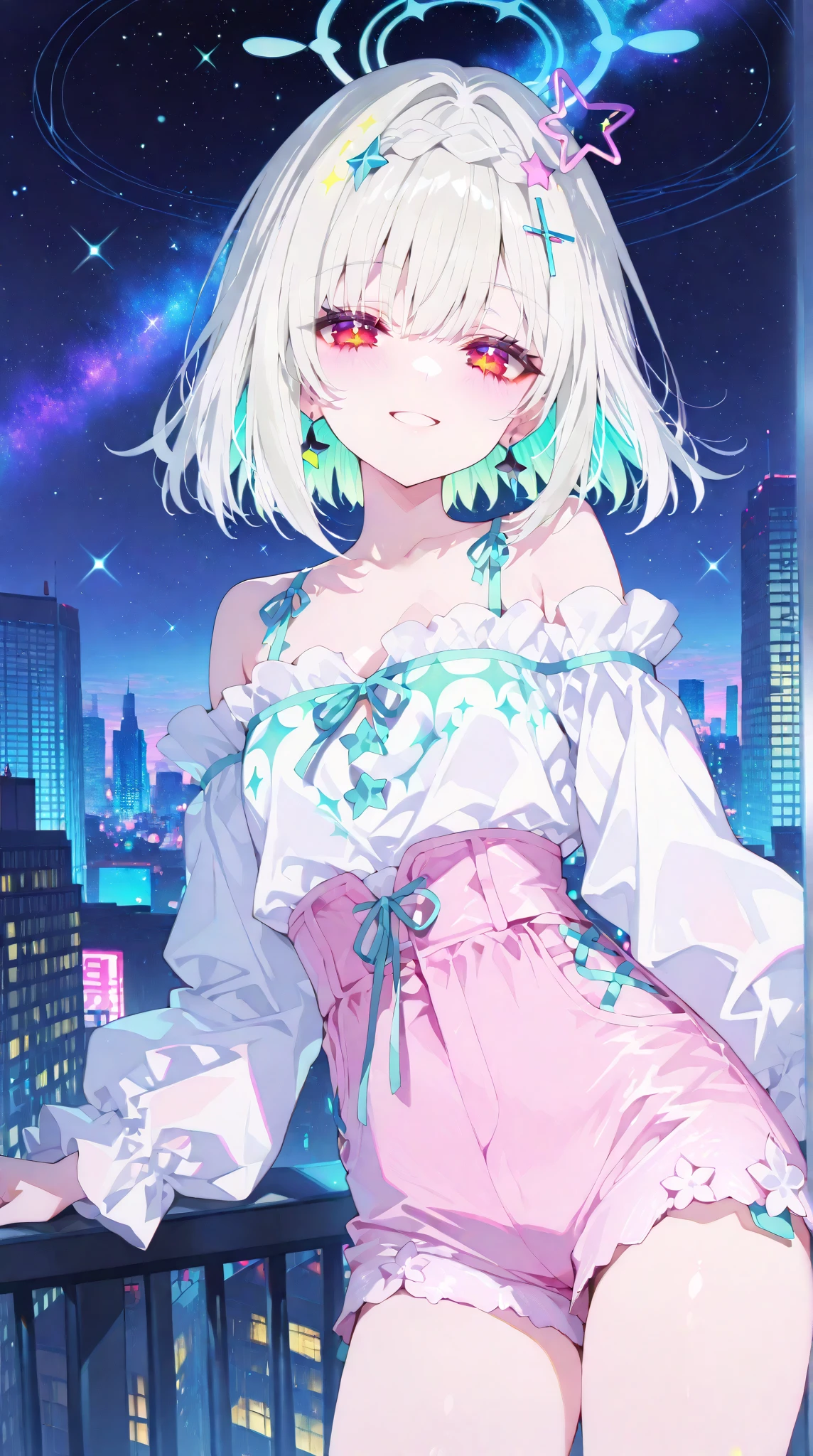 <lora:teradaTeraStyle_teradatera:0.6>, portrait of super cute 20yo magical girl, candid, bangs, short pink hair, hair bun, blue eyes, silver jewelry, cleavage, (black dress with silver accents), collar, looking at viewer, futuristic, building, city, [seoul|tokyo], (clouds, rain:0.8), solo, upper body, beautiful, elegant, high coherence, (highly detailed, best quality, beautiful shading, iridescent:1,2)