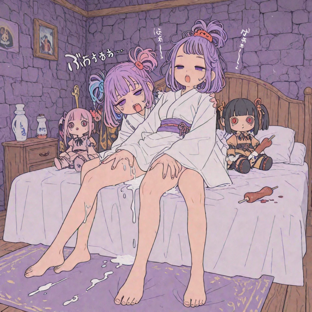(masutepiece:1.2), (Best Quality:1.2), (high resolution:1.2),(nsfw:1.2), (Purple dick:1.5), (Realistic purple giant worm-like penis:1.5), (Penis flopping like a giant purple worm:1.5), 
(5toddler girls:1.5), (flat chest:1.2), (flat-chested:1.2), (Giant purple worm halfway out of girl's pussy and behaving like a cock:1.5), 
(overflow precum:1.2), (smegma:1.2), (Grotesque giant purple penis worm parasite in girl's crotch:1.5), (A cock with countless worms gushing from the glans:1.5),
(panties:1.2), (crotchless:1.2), (crotchless panties:1.0), (bra:1.0), (cupless bra:1.2), (lace lingerie:1.5), (see-through lingerie:1.2), (see-through yukata:1.0), 
(lewd smile:1.2), (mean smile:1.2), (erotic smile:1.5), (steam:1.2), (blush:1.2), (open mouth wide:1.2), (Smile with long tongue:1.2), (ecstasy:1.2), (orgasm:1.2), (fox ears:1.2),  
(Giant purple penis worm growing out of girl's crotch:1.5), (lesbian sex:1.5), (girls enjoying lesbian sex:1.5), (best lesbian sex:1.5), (lesbian fuck:1.5), (girls enjoying lesbian fuck:1.5), (best lesbian fuck:1.5),
(Giant purple dick worms enjoying lesbian sex using the body of a girl who has been brainwashed by a parasite between her legs:1.5), 
(Giant purple dick worms brainwashing a girl who has been parasitized to become a lesbian, Giant purple dick worms brainwashing a girl who has been brainwashed to become a lesbian:1.5), 