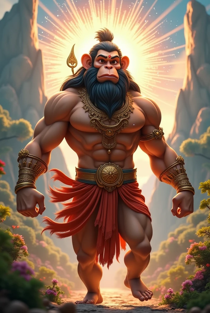 The generate by statmic 3d cartoon जय बजरंग बली, हनुमान जी की शक्ति अपार है, और उनकी भक्ति में शक्ति और साहस की अनंत स्रोत हैं।"