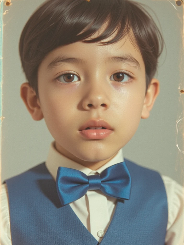 there is a young boy that is standing in front of a mirror,