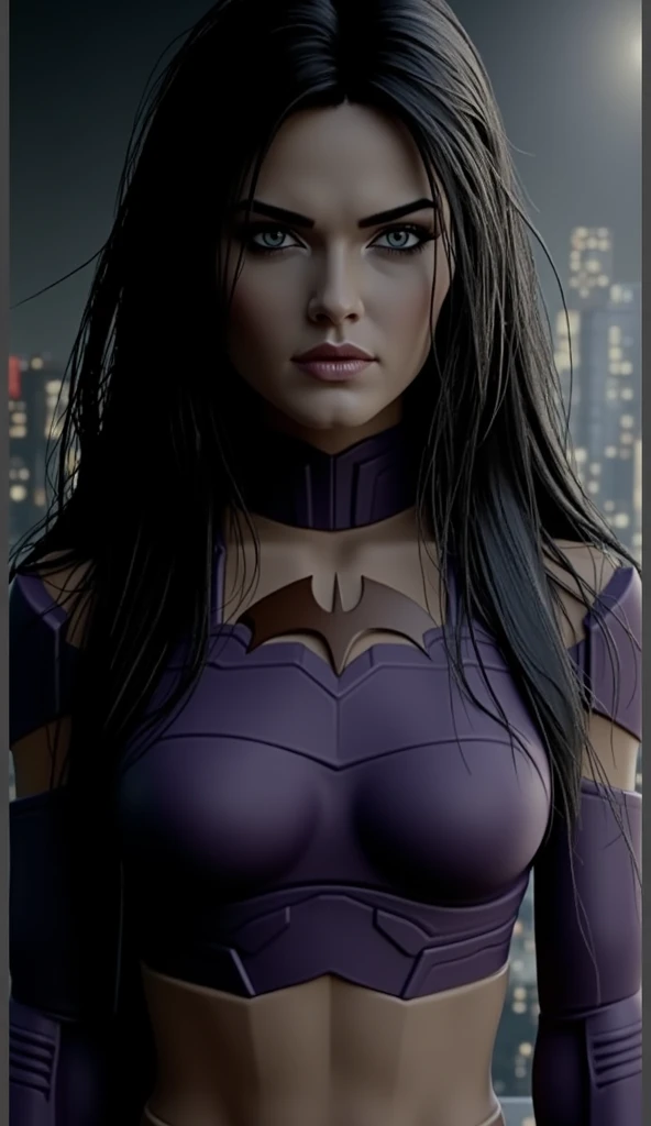 Portrait, Masterpiece, Excellent, 1girl, solo, complex details, color diffusion, close-up, dark-skinned female, Miqo'te female, cat ears, brown skin, black skin, ebony, thighs, black hair, dark hair, braided hair, purple eyes, skimpy attire, epic attire, badass, assassin, demon goddess, super villain, Sci-Fi, Fantasy