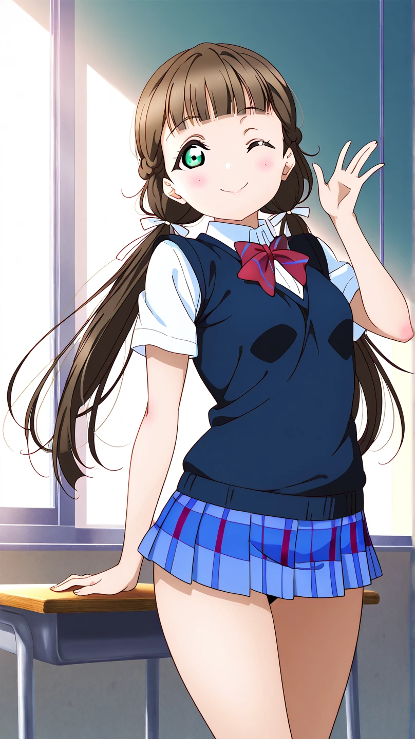 (masterpiece, highest quality, 8k, wallpaper, Very detailed), 1 person, 16 years old, long waist-length hair, cute, Live Stage,Brown-haired long-haired woman.Slightly chubby,The breasts are small,The butt is small,Brown eyes,