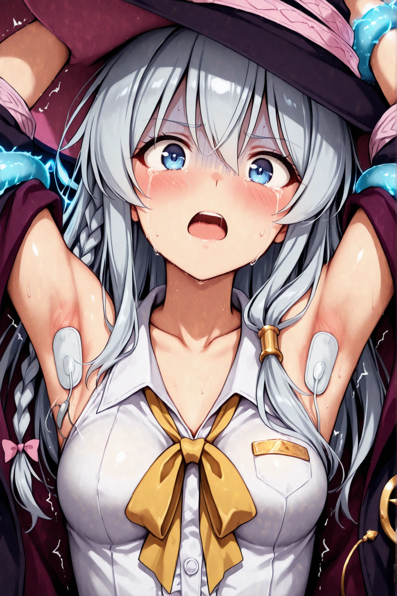 Add a big electric massage pads on both armpits skin