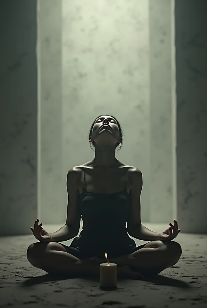 At the heart of darkeness sits the art of killing. It is hideous and malevolent, no light you will find here.What you are coming to pray here, if here there is no faith? Who you want to beg, if no mercy is known here?.((fractal)), (( figure of a beautiful woman who sits in the lotus asana)),((deep wiew)),photographic,ultra high resolution,hyperdetailed, masterpiece, 3d modelling, abstract a art, digital art.