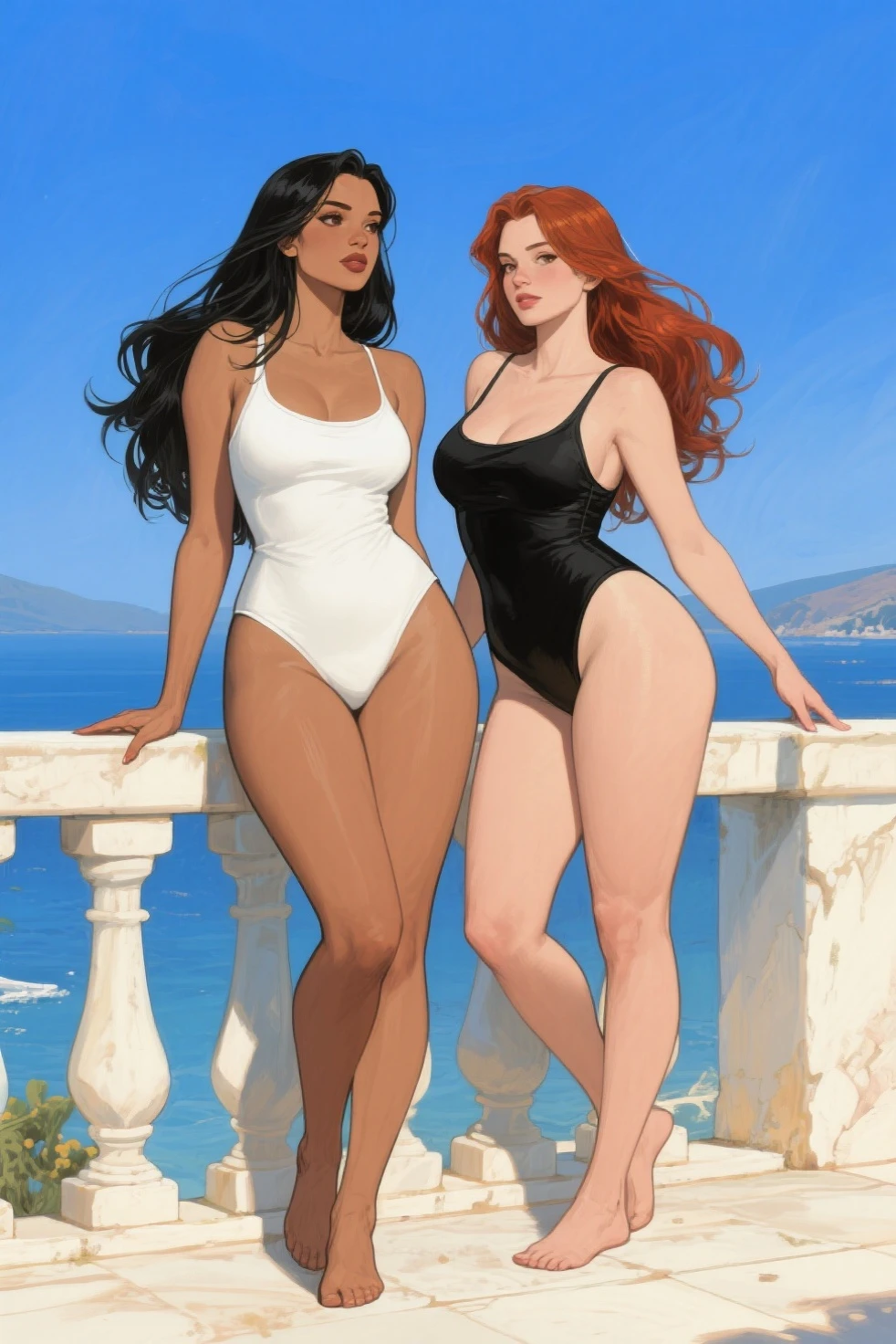 ((solo,1woman, mature, alone))), aeon flux,, ((black hair, glowing blue eyes, wide eyes, body fur, makeup, narrow waist, skinny, medium breasts)), pelvic curtain, ((black bikini)), full body, perfect body, (insanely detailed, beautiful detailed face, masterpiece, best quality), (extremely detailed 8k paper CG wall unit: 1.1), (beach settings, dusk), (smile face for the viewer), cameltoe view, front and back view, 