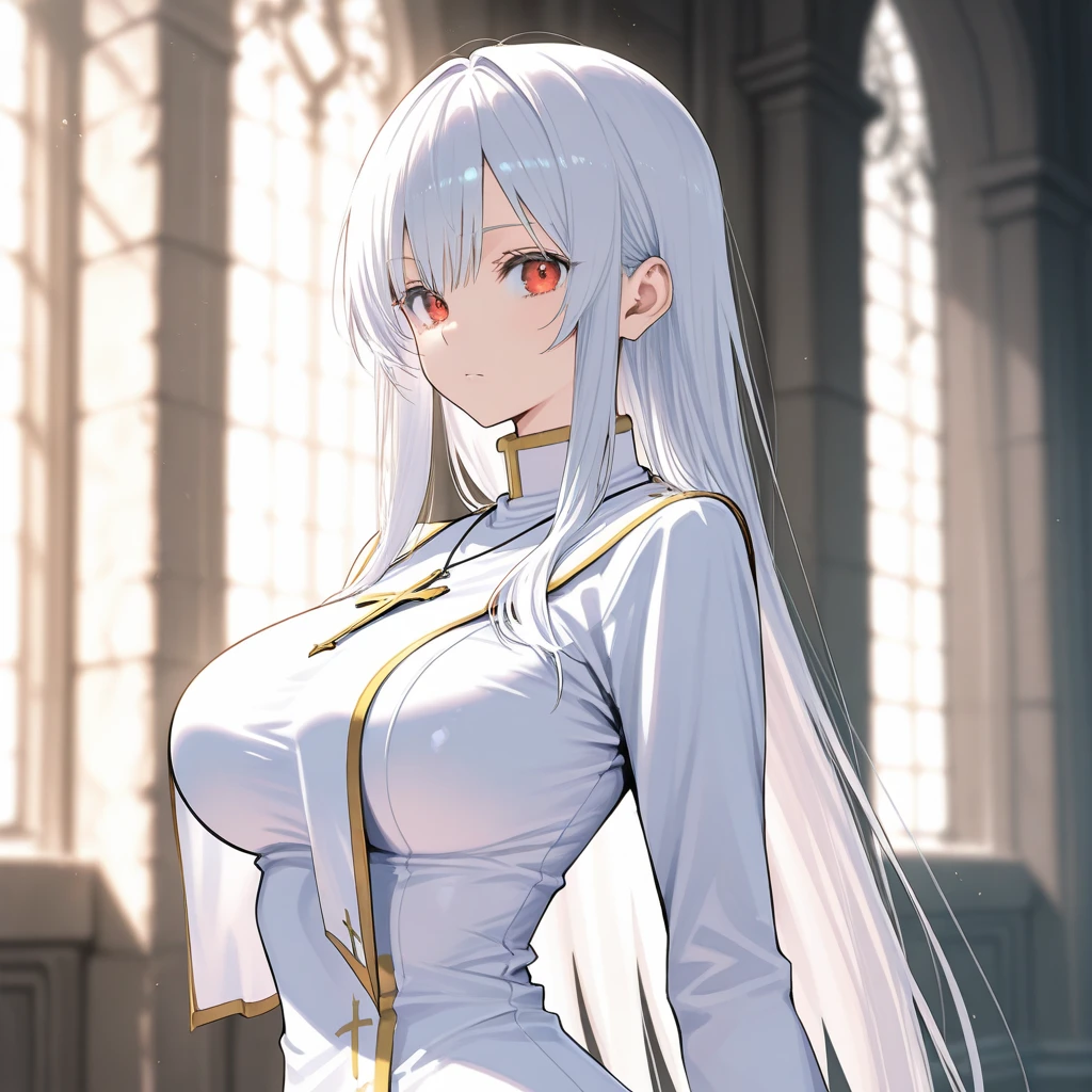 Fantasy RPG character, 26-year-old woman, White Mage, Healing magic user, Cleric, Angel, White robe, ((anime)), ((best qualtiy, 8K, tmasterpiece:1.3)), Focus:1.2, perfect figure beautiful woman:1.4, 1woman, cowboy shot, look at viewer, eyes facing the camera, incredibly absurd, beautiful and cute woman, showcasing top-quality craftsmanship, cute, neat,pretty