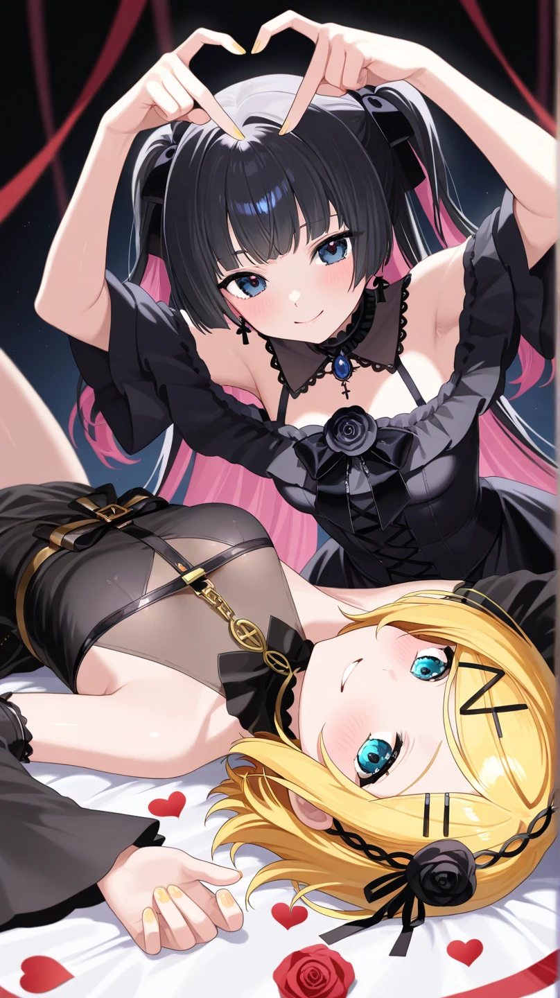 1girl,masterpiece, best quality, high resolution, green eyes, blue criss-cross halter, criss-cross halter, big breasts, nice breasts, pretty, blonde hair, blonde, ahoge bedroom, room, on all fours