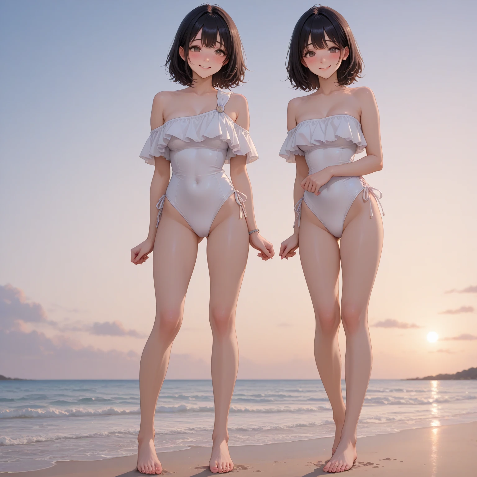 Two teenagers on the beach in heat