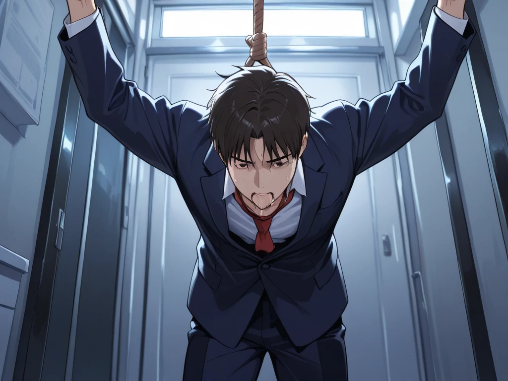 1boy、Handsome Men、Japanese male, 、Completely naked、Full nudity、erection、Huge penis、Highest quality、Realistic、beautiful、Sad look、 ((((Completely tied up with rope)))), ((((A very tight rope is crisscrossed over the chest)))),(((Body bound with tight rope)))、whole body、Surrounded by men and women in uniform、In a school classroom、erection、完全Completely naked、On all fours、Prostration