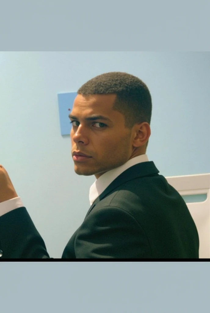 masterpiece, (photorealistic:1.5), realistic, best quality, beautiful lighting, professional lighting, film grain,
1boy, male focus, solo, realistic, bald, looking at viewer, green eyes, blurry, dark skin, formal, shirt, closed mouth, necktie, red chair
<lora:the_matrix_offset:1>