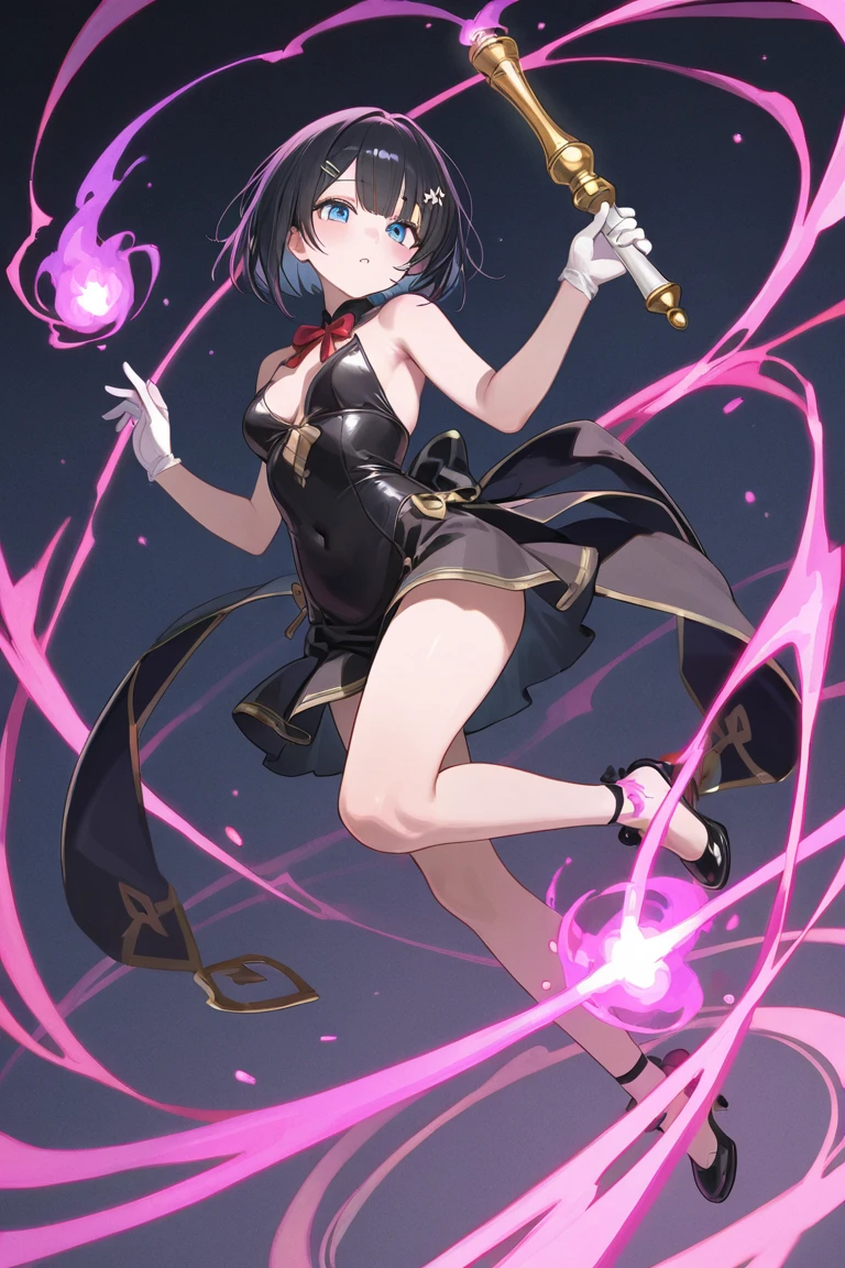 (((1girl))), ((best quality)), ((masterpiece)), ((ultra-detailed)), (illustration), (detailed light), (an extremely delicate and beautiful), (beautiful detailed eyes), (sunlight), ((extremely light)), ((extremely clothes)), (((hyper detail))),(((((front lighting))))),(((((front light))))),
((((quite adorable and more erotic Warlock's robe with a brief skirt and Warlock tiara)))), (((Highest Class Warlock))),
,
((short bob)), ((((black hair)))), (((short hair))),
(((crystal black eyes))),
(((whole body))), aged 8 to 12, ((((())))),
((condescending expression)), ((mischievous smile with sexual satisfaction)), (((extra adorable))), (((((extra slender shape))))),
(((extremely beautiful detailed face))), (((surrounded by dark cloud with strong thunderbolts))),
(((((attacking enemies by a spell of black cloud with thunderbolts))))), (((elegant magic boots))),
(((((Dutch angle))))), (((white gloves))), (a little bit exposed pale pink panties)