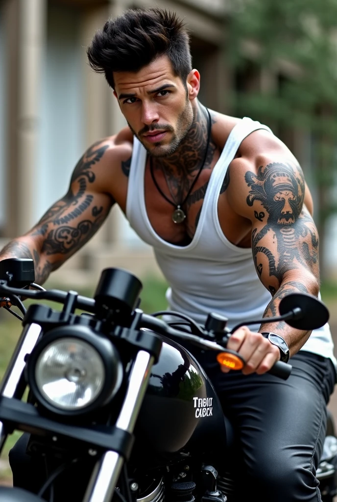 Bike with tattooed man