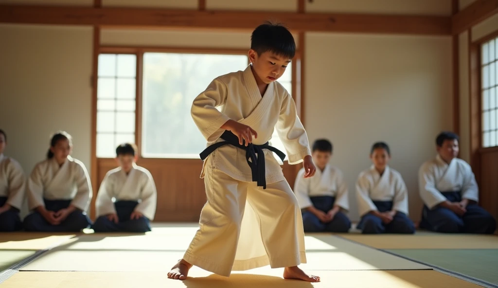 A BOY OF Taekwondo BLACK BELT FIGHTING
