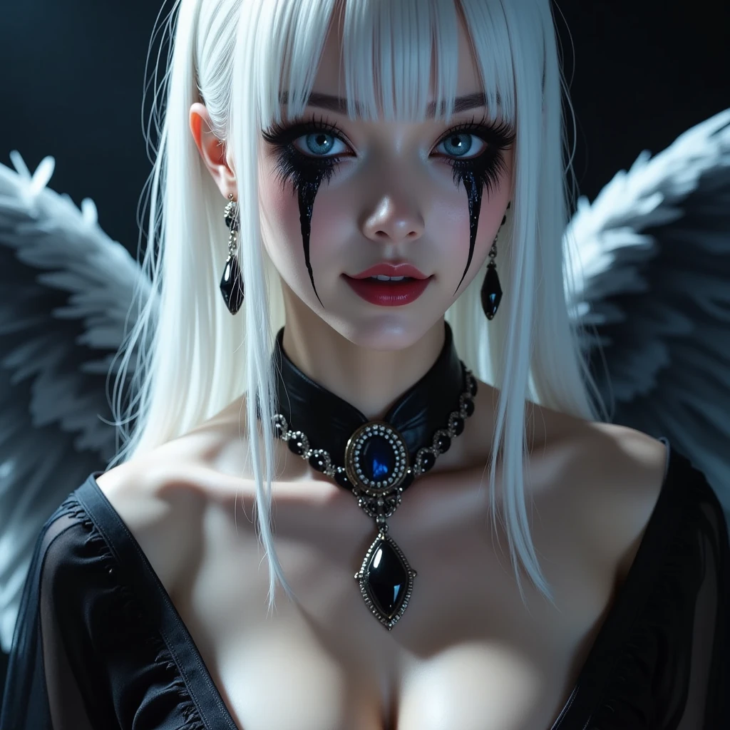 Maiden, bare skin maiden, viscous transparent liquid, tentacle licking, lying face up, hands separated by chains, struggle, pain, insertion, transparent stockings, transparent dress, silver-white hair, use ice magic, magic set, transparent eyes, transparent ice wings