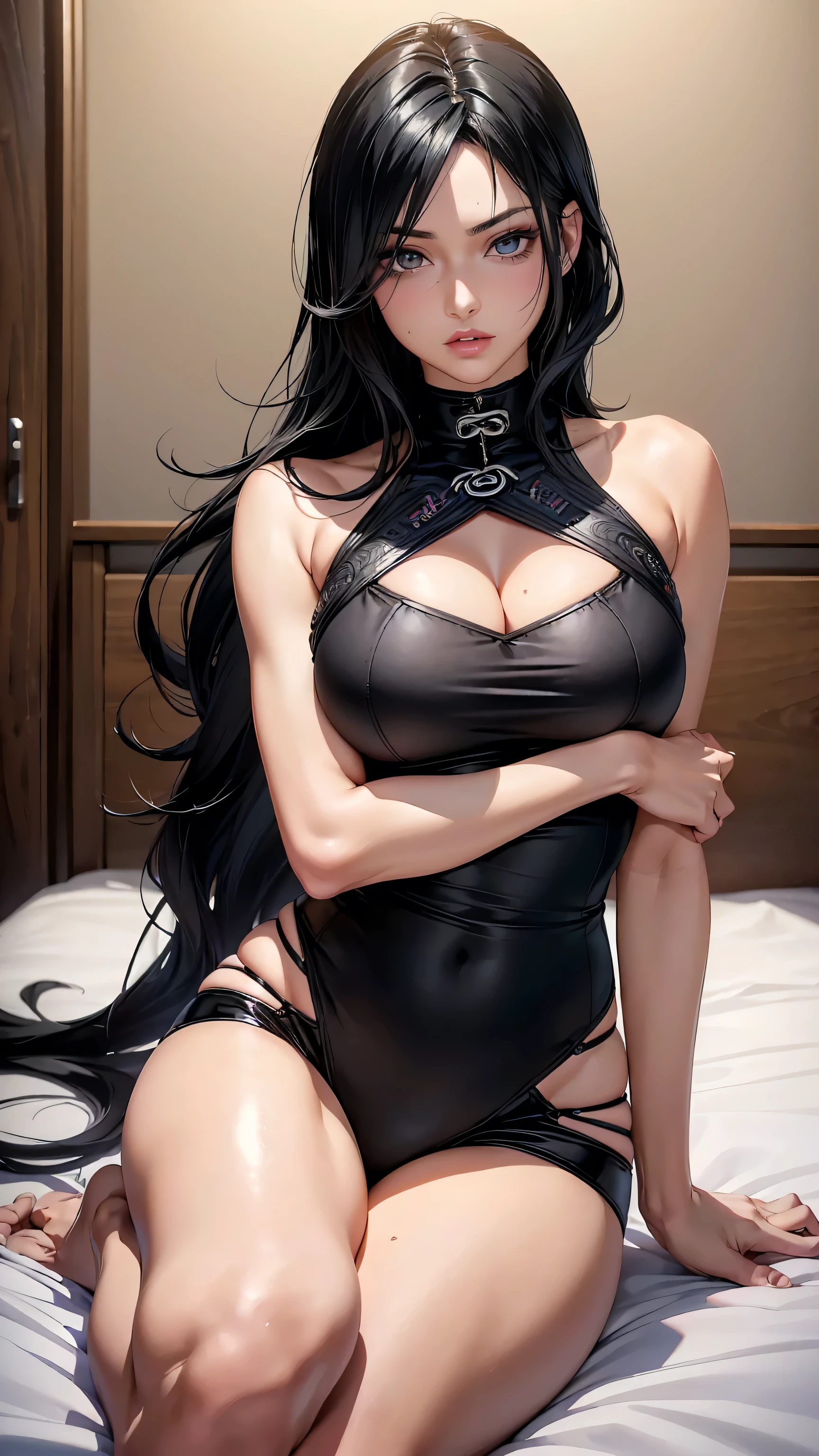 (best quality,4k,highres,masterpiece:1.2),ultra-detailed,realistic:1.37,anime,sexy woman in leather posing for a photo, Yang J, seductive anime girl, glossy skin with alluring glow, seductive portrait of Tifa Lockhart, [4K digital art]!!, beautiful and seductive anime woman, Japanese goddess, Tifa Lockhart, trending on CGSTATION, provocative, highly detailed, art in Guweiz style